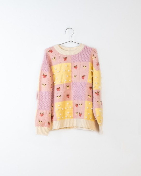 WOMAN PINK/YELLOW PATCHWORK SWEATER_FKW21-022