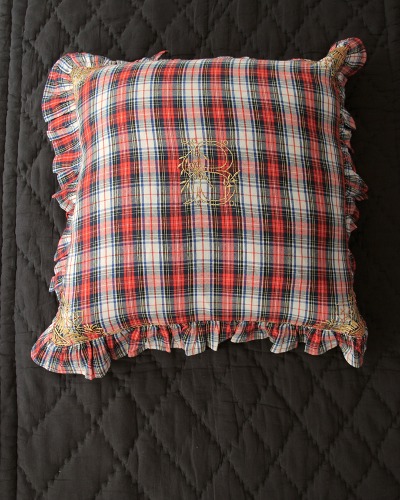 PILLOW CASE WITH FLOUNCE_Red check_N30-W22