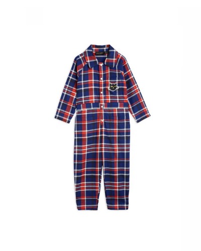 Flanell Check woven jumpsuit_Navy_2274010367