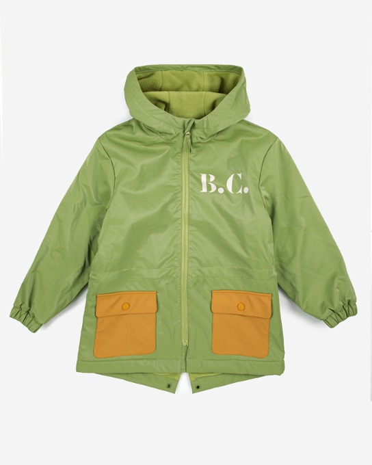 Green color block BC rain coat_123AC139