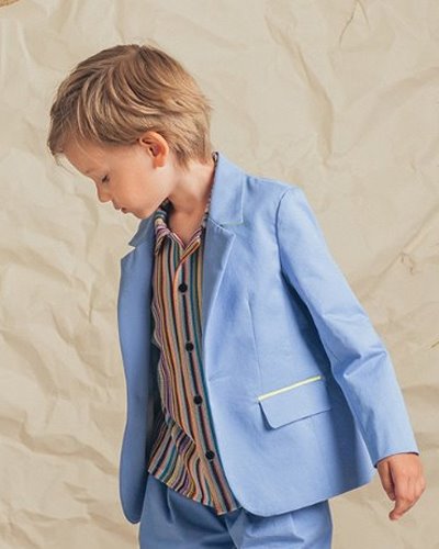 20220301 Cotton Suit Jacket Flax Blue